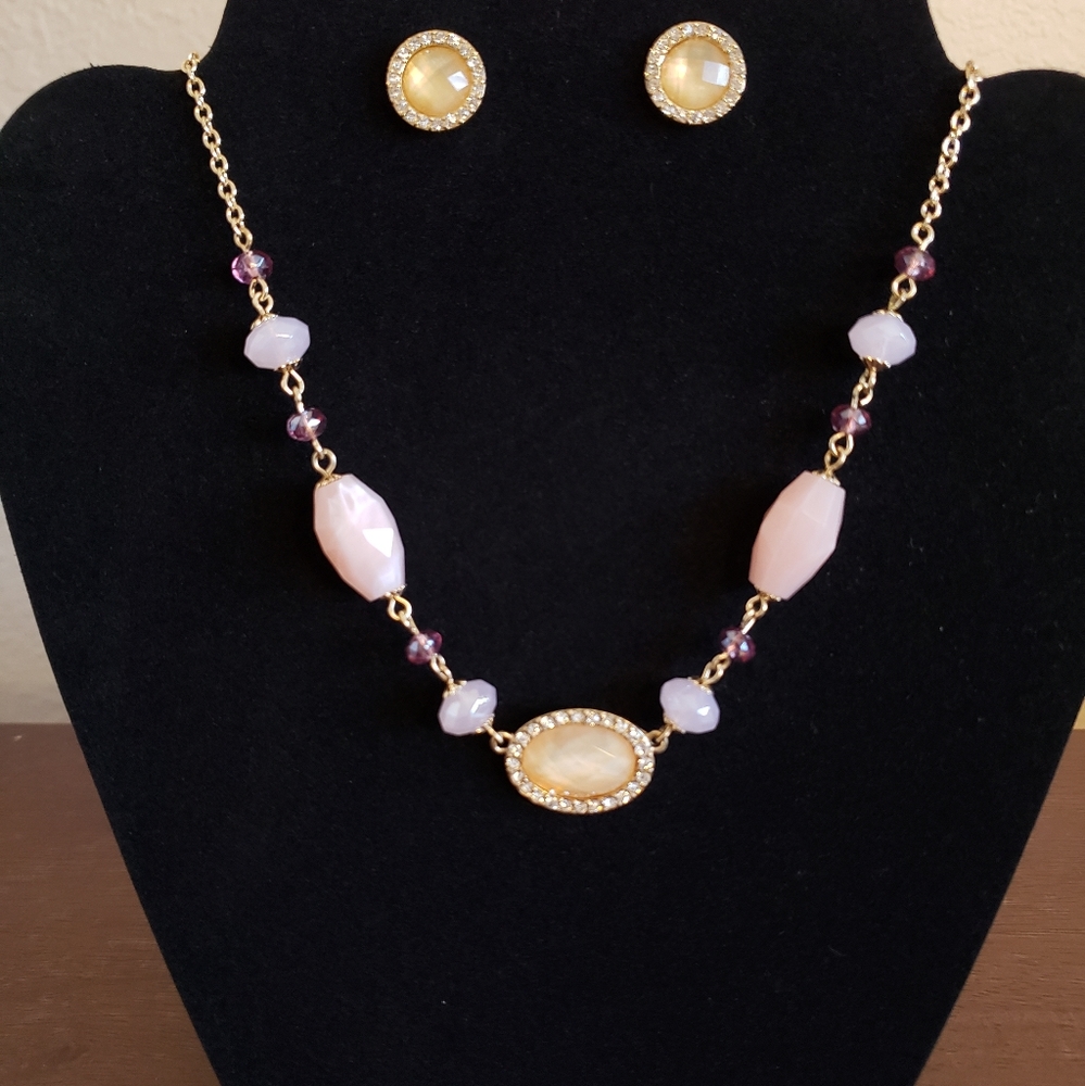 Misty Pink Necklace and Earring Set - Picture 2 of 7